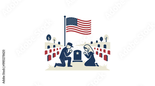 Memorial Day Praying at a Veteran's Grave