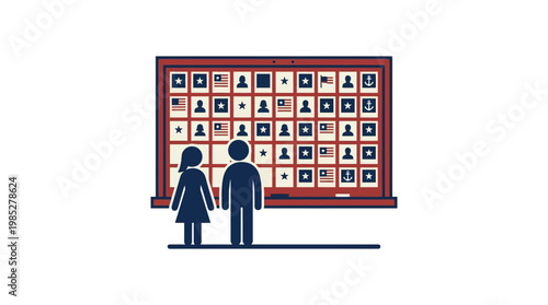 Couple Viewing Memorial Wall