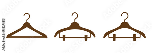 Clothes hanger icon set minimal outline collection