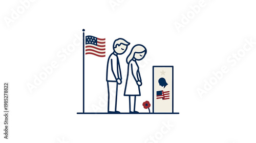 Couple Mourning Soldier at Memorial