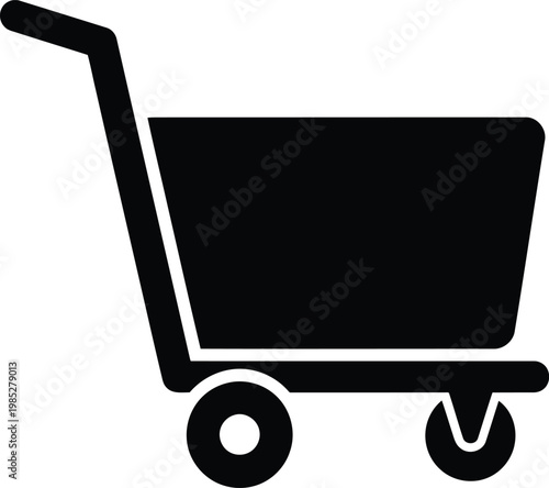 shopping cart icon black silhouette on white background e commerce symbol