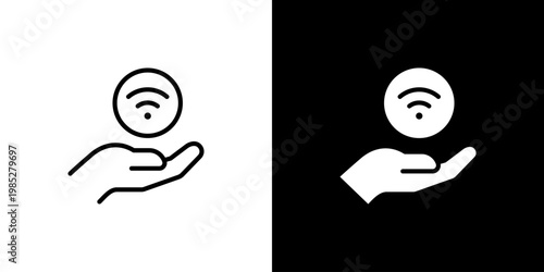 Free Wifi icon concept with flat Black White Background. Vector illustration.