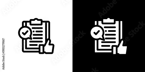 Follow Up Review icon concept with flat Black White Background. Vector illustration.