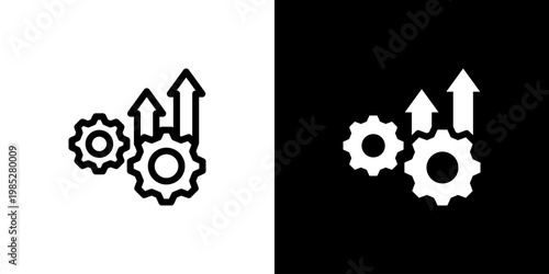 Continuous Improvement icon concept with flat Black White Background. Vector illustration.