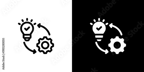 Implementation Process icon concept with flat Black White Background. Vector illustration.