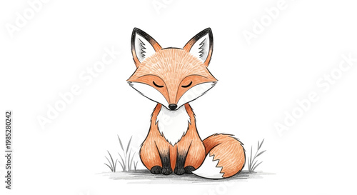 Cute Sitting Fox Illustration