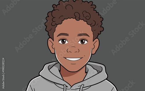 Portrait of a Smiling Boy in Orange Winter Coat