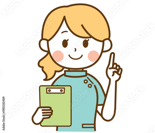 バインダーを持って説明している薬剤師の女性のイラスト