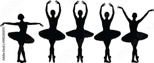 Ballet dancers silhouettes in motion on checkered background.