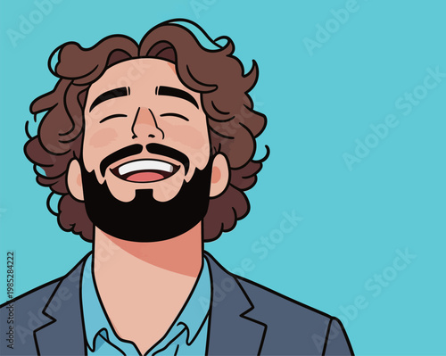 Illustration of a Curly Blonde Boy with Freckles