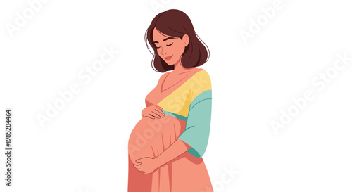 Pregnant Woman Holding Her Belly With Love
