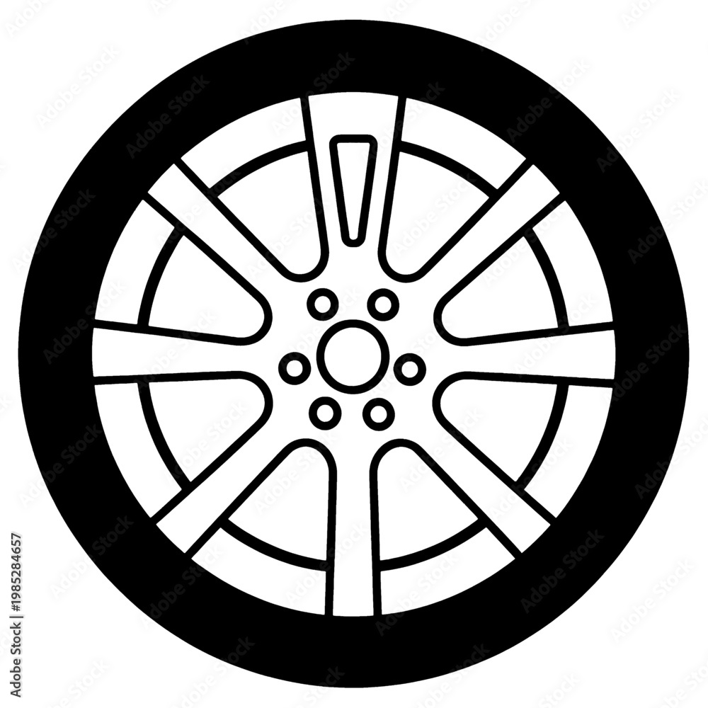Fototapeta premium Wheel Rim Design Icon with Geometric Pattern