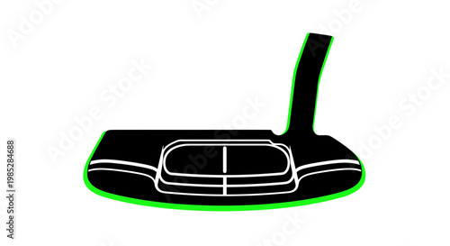 Golf Putter Club Head Silhouette Icon on White Background