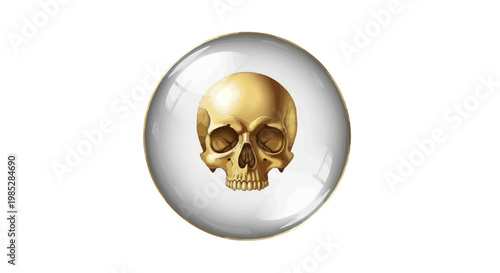 Vintage Skull in Glass Orb - Macabre, Gothic, Anatomical Illustration
