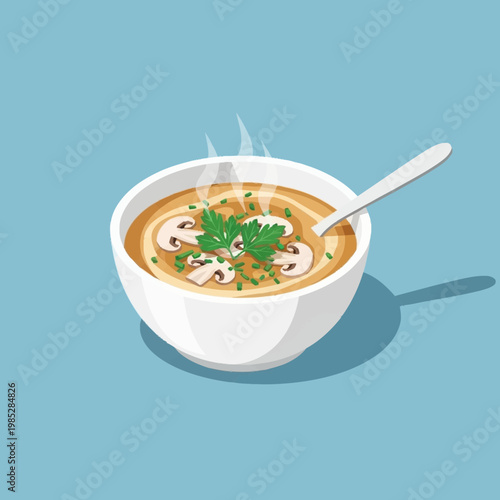 Delicious bowl of mushroom soup.