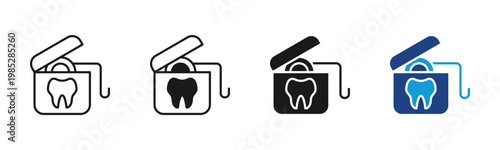 Dental Floss icon set multiple style collection