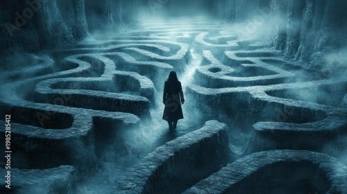 Dark maze with figure