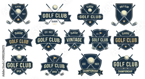 Golf Club Emblems and Badges Collection - Vintage Style
