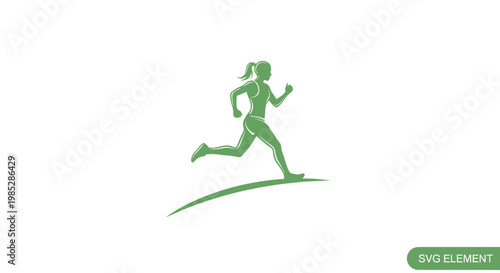 Female runner silhouette, athletic woman running, fitness sport graphic