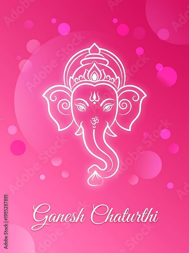 Neon Style Lord Ganesha Line Art Illustration for Ganesh Chaturthi