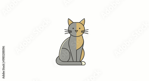 A sitting cat logo design in a flat vector style on a white background