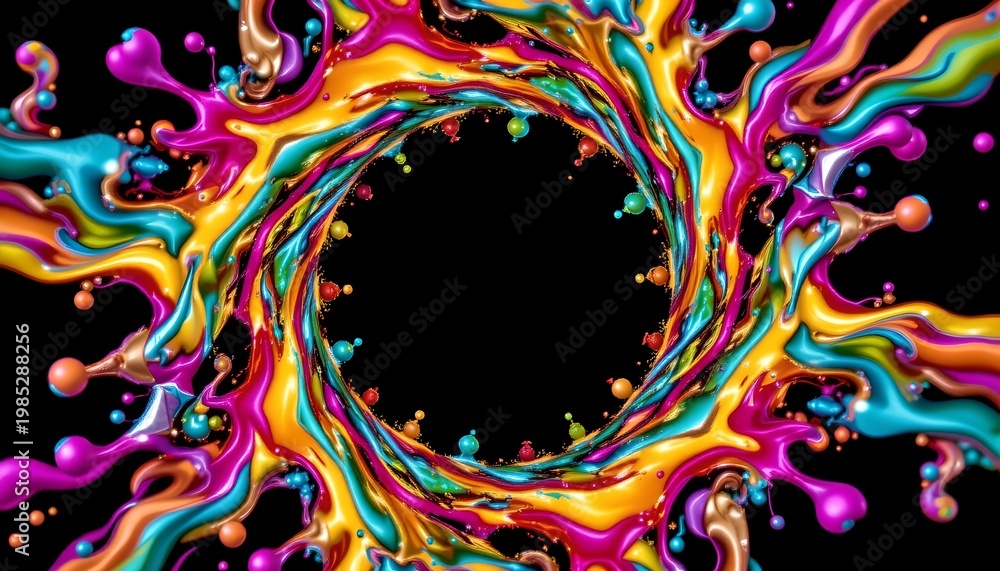 Obraz premium Vibrant Liquid Swirls Circular Motion with Colorful Lighting