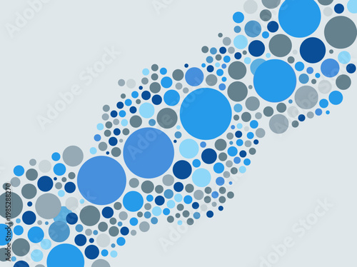 Abstract pattern of blue and grey circles on light background  