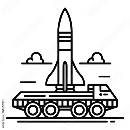 Missile Launcher Truck Outline Silhouette Military Vehicle