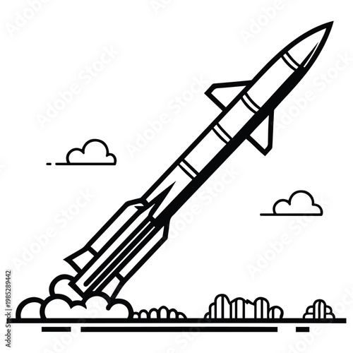 Missile Launch Outline Silhouette Rocket Defense System