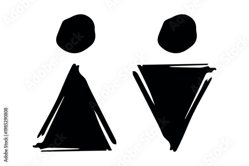 Hand drawn female and male gender identity sign Girls and boys Man and woman pictogram Lady and gentleman for restroom, toilet, washroom, lavatory, closet, WC, bathroom, door sticker