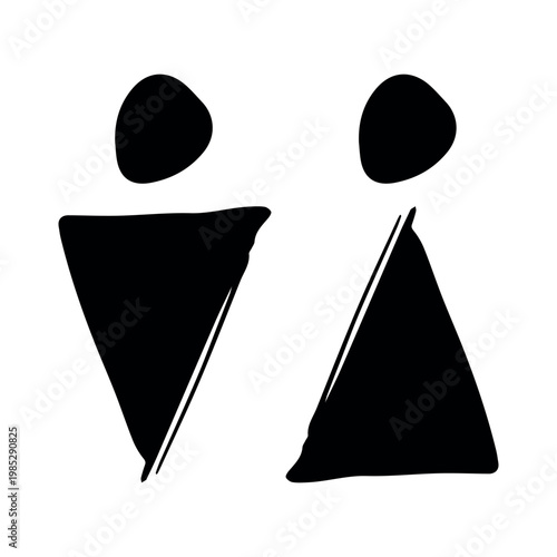 Hand drawn female and male gender identity sign Girls and boys Man and woman pictogram Lady and gentleman for restroom, toilet, washroom, lavatory, closet, WC, bathroom, door sticker
