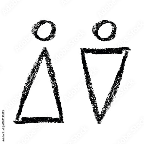 Hand drawn female and male gender identity sign Girls and boys Man and woman pictogram Lady and gentleman for restroom, toilet, washroom, lavatory, closet, WC, bathroom, door sticker