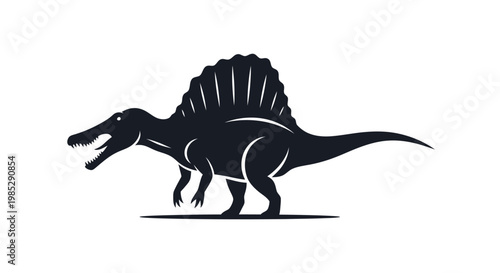 Dinosaur silhouette illustration of a spinosaurus.