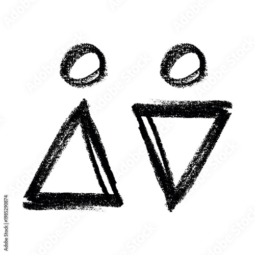 Hand drawn female and male gender identity sign Girls and boys Man and woman pictogram Lady and gentleman for restroom, toilet, washroom, lavatory, closet, WC, bathroom, door sticker