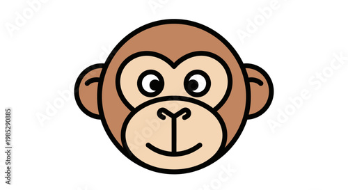A cute cartoon monkey face smiling.