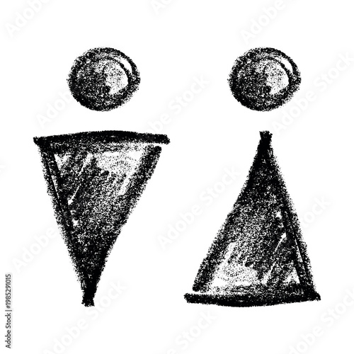 Hand drawn female and male gender identity sign Girls and boys Man and woman pictogram Lady and gentleman for restroom, toilet, washroom, lavatory, closet, WC, bathroom, door sticker