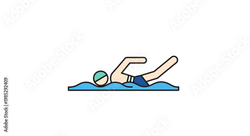 Swimmer in blue swimsuit and cap diving into water with arms outstretched in a swimming pool