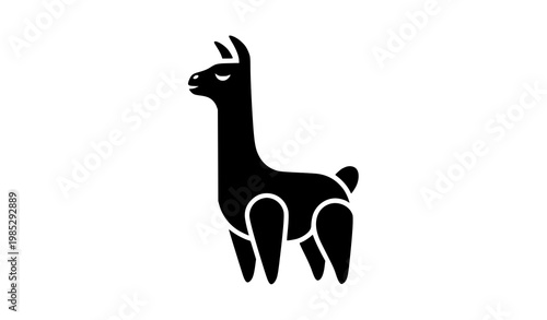 Abstract llama silhouette modern curved animal vector isolated on white background