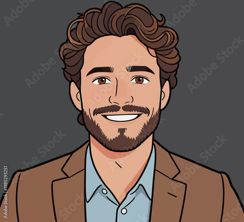 Cartoon Illustration of a Smiling Businessman