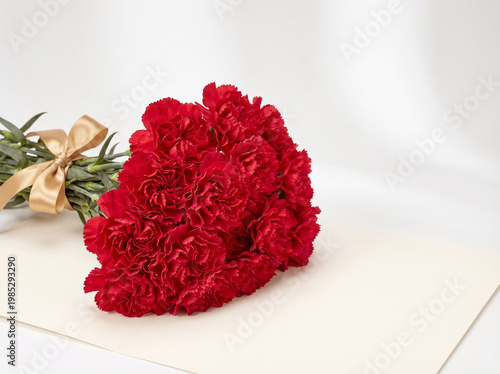 Red Carnation Bouquet with Gold Ribbon – Gratitude and Celebration Gift Concept