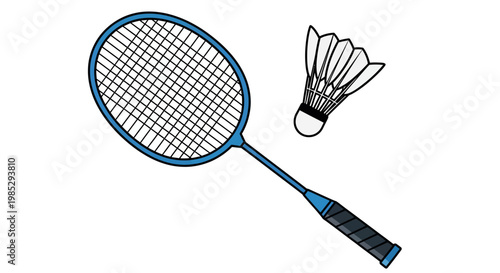 Blue Badminton Racket and Shuttlecock Icon