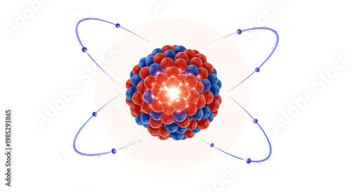 Atom Model with Orbiting Electrons and Nucleus