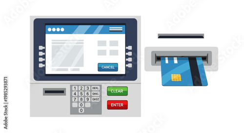 ATM machine with credit card insertion and digital interface