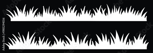 Set of grass silhouette vector icons with seed heads, natural plant design, landscaping, botanical illustration, gardening, nature, black art.