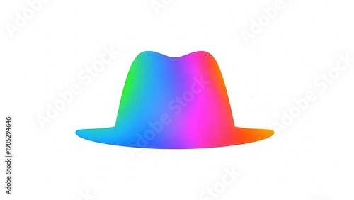 Vibrant rainbow fedora hat icon displaying a spectrum of brilliant colors and modern style