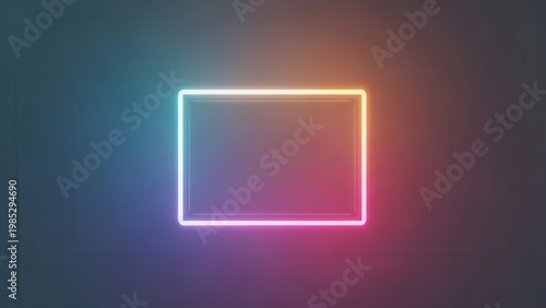 Vibrant gradient neon rectangle illuminating dark space dynamic modern light frame glowing color