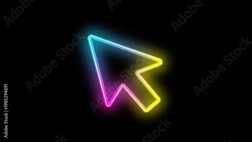 Vibrant glowing digital pointer navigating virtual space with futuristic neon gradient colors on a