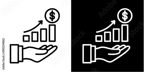 Profit Increase Icon Set White Style Collection