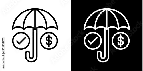 Financial Protection Icon Set White Style Collection