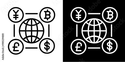 Global Currency Exchange Icon Set White Style Collection
